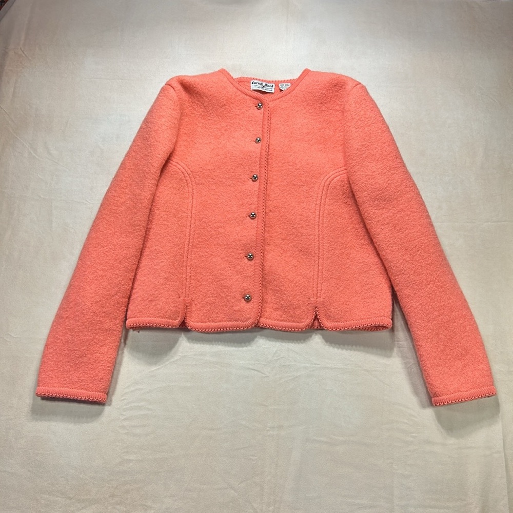 Carroll Reed Ski Shops New Hampshire Peach Wool Cardigan - Picture 2 of 11